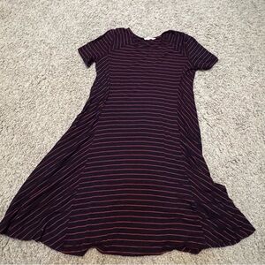 Navy blue and red loose fit Flowy striped dress